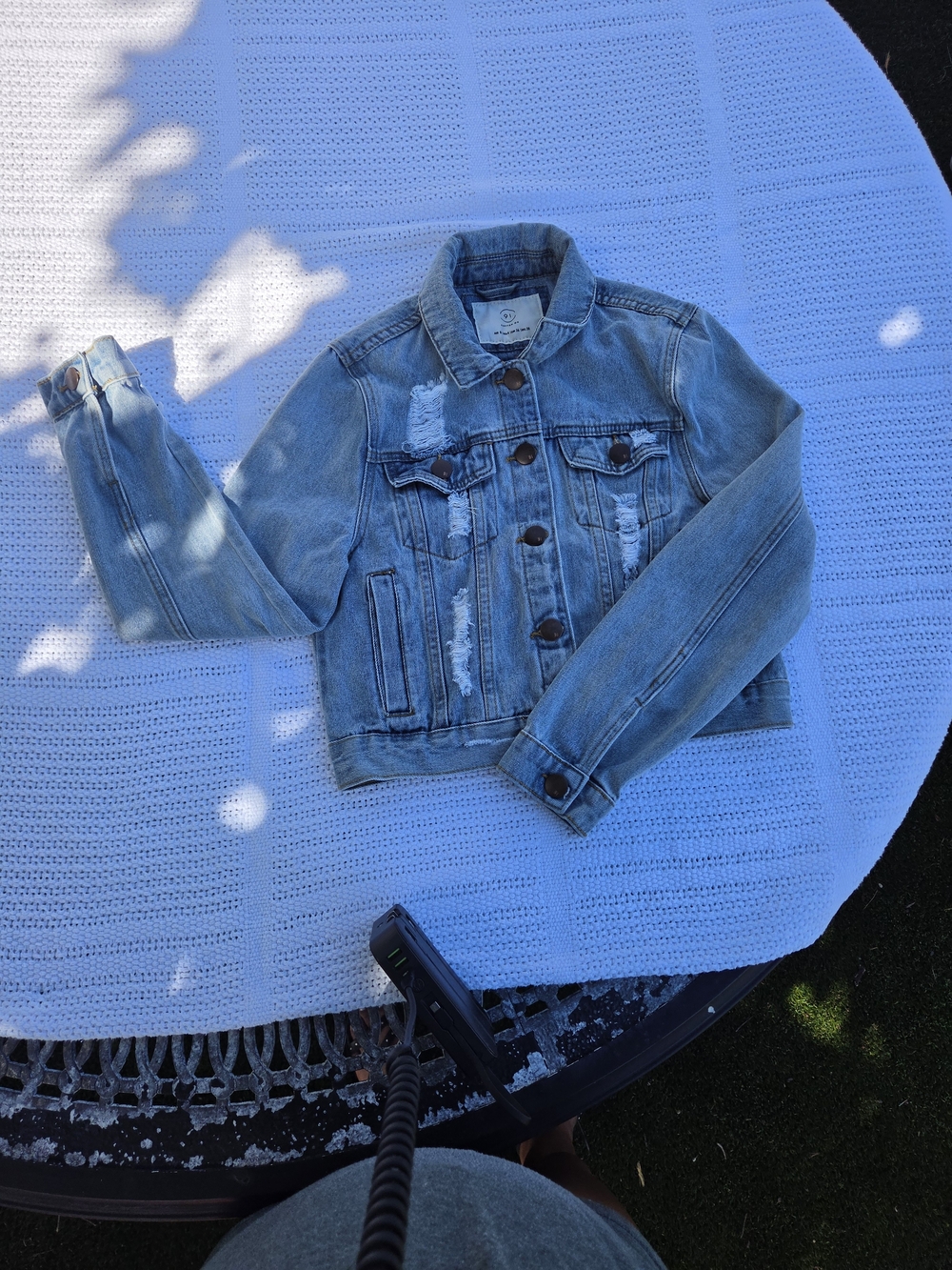Cotton On Light Blue Distressed Denim Jacket for Kids